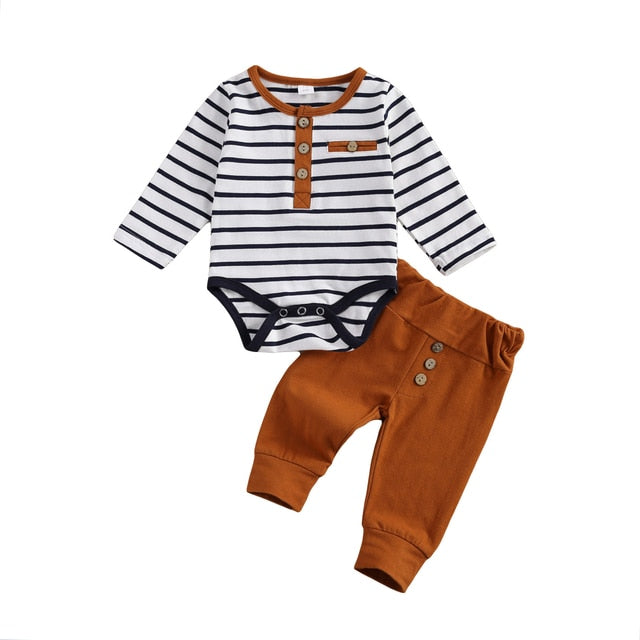 Minimal Stripe Onesie + Skinny Jogger Set