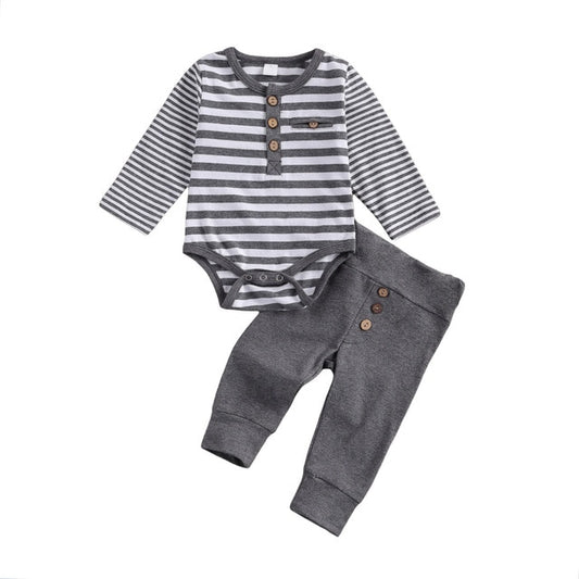 Minimal Stripe Onesie + Skinny Jogger Set
